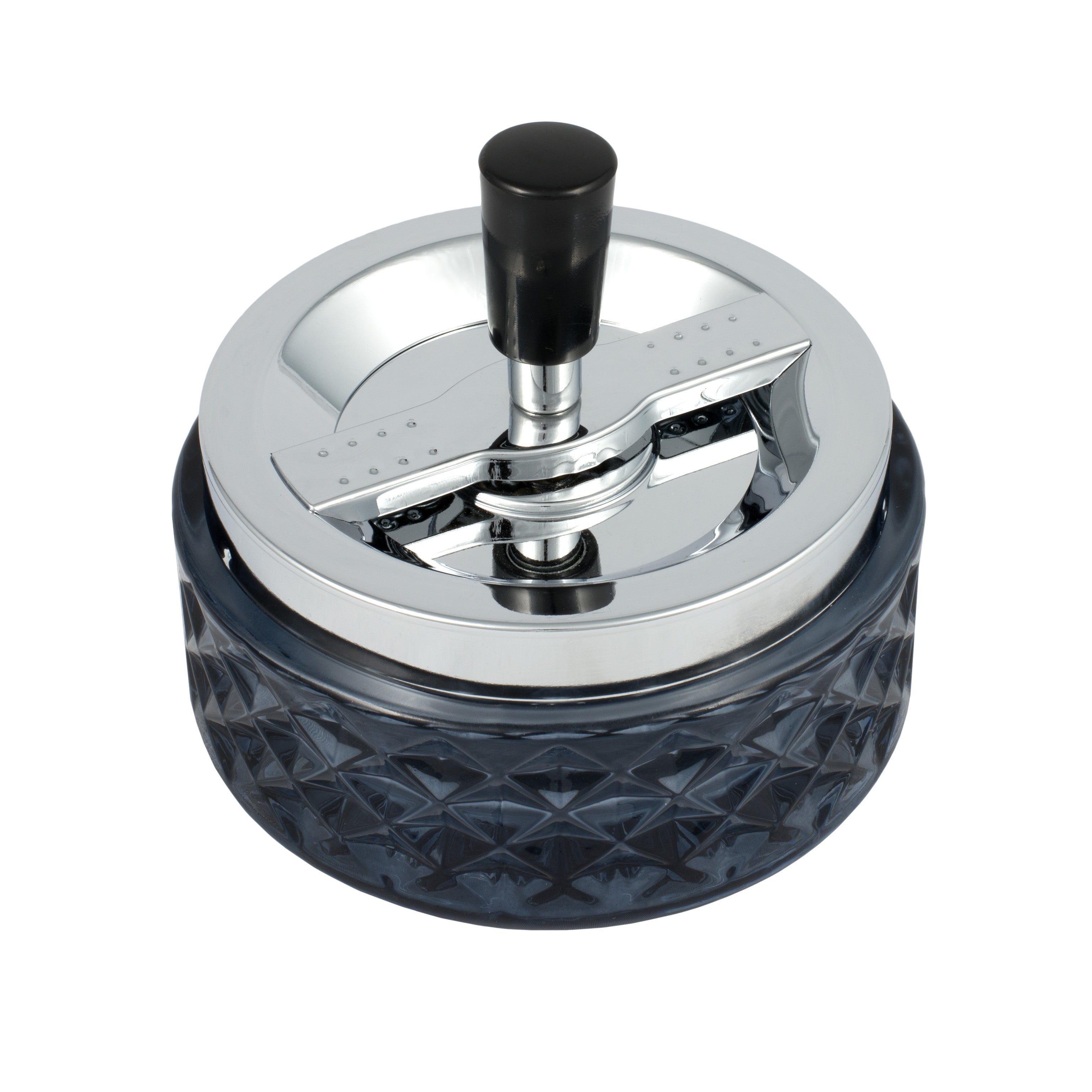 Windproof Ashtray Black w Chrome Top