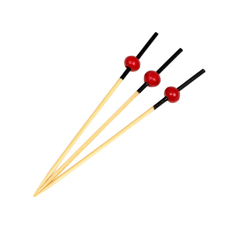 Bamboo Pick Red Ball 90 mm, 100 pcs