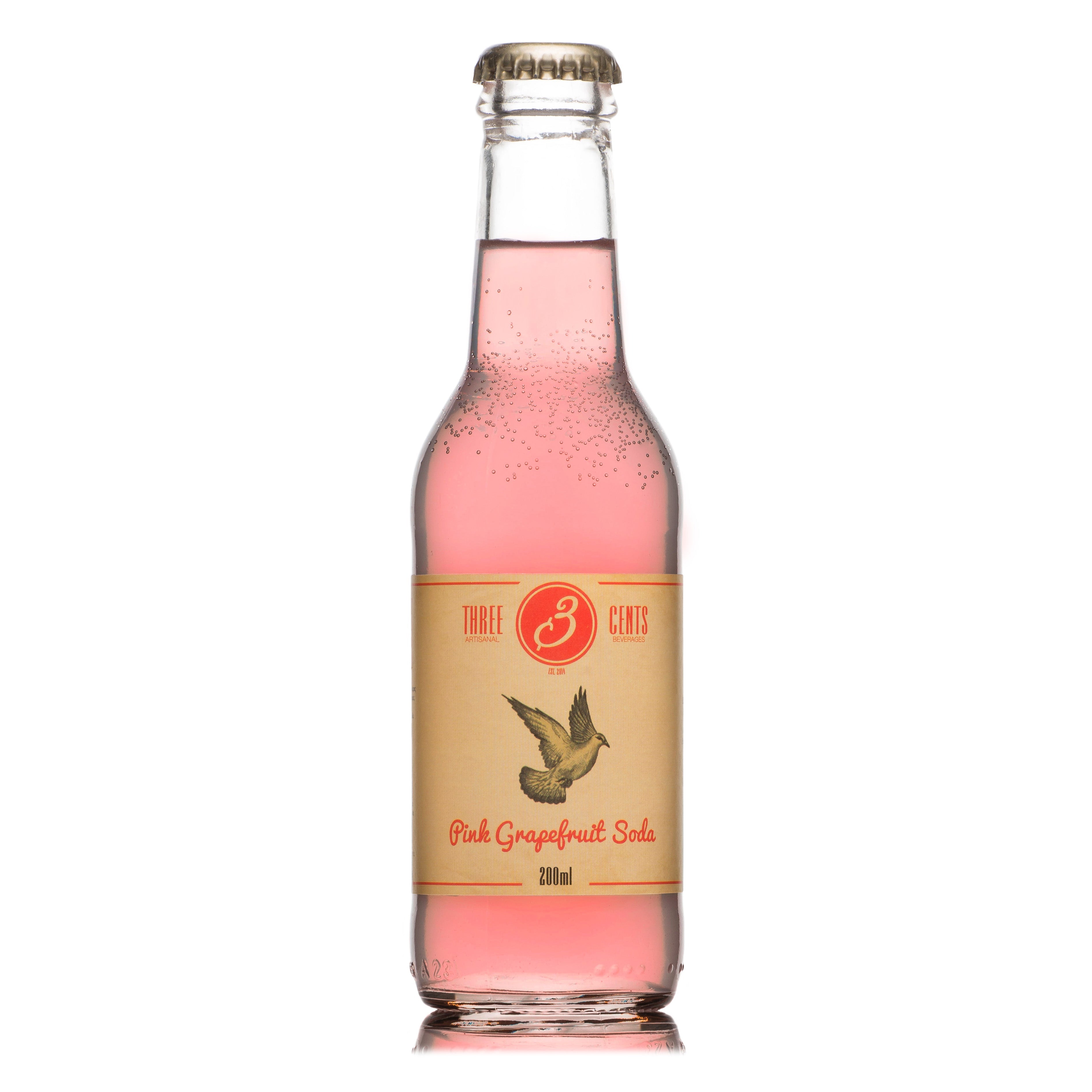 Three Cents Pink Grapefruit Soda, 24 x 200 ml