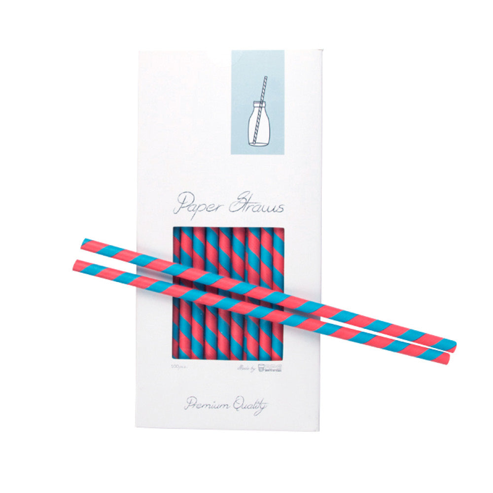 Paper Straw Red/Blue Ø 8 x 255 mm, 100 pcs